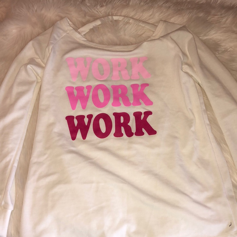 Cream open back graphic sweater